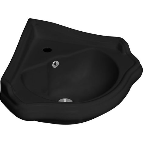 RETRO Lavabo d'angle en céramique 57,5x58cm, noir mat (1/2)
