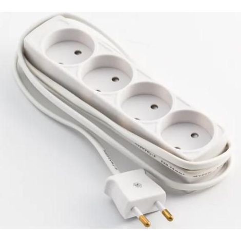 MicroConnect 4-fach Steckdosenleiste, ungeerdet, 1,5 m, weiß, GRUELU4H015