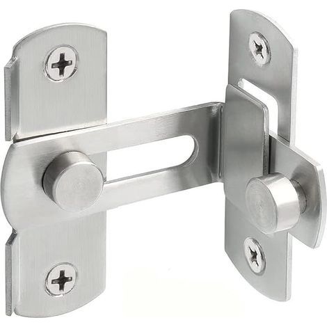 Cerradura de puerta corredera de granero de 90 grados en ángulo recto, de acero inoxidable, pestillo abatible para puerta corredera, cerradura de seguridad para puerta, ventana, vinoteca, jardín, colo (1/5)