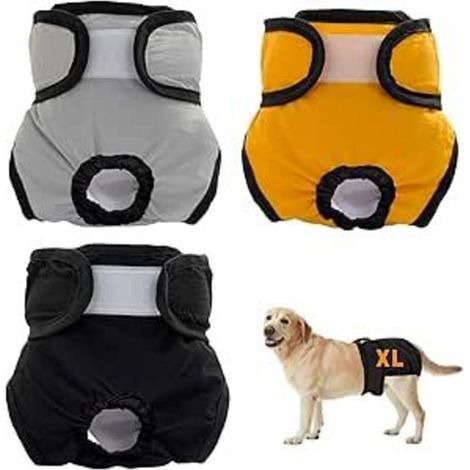 Lot de 3 couches très absorbantes pour chiennes en chaleur Taille réglable-xs (1/4)