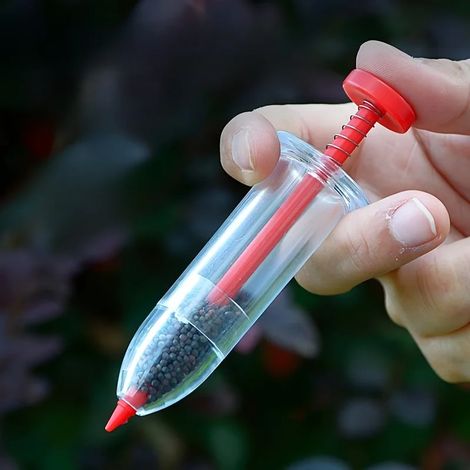 (Rouge) 1 distributeur de graines manuel - Semoir de précision avec tube transparent et poignée ergonomique, en plastique résistant pour le jardin. (1/3)