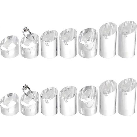 Lot de 14 présentoirs à bagues en acrylique transparent, 7 tailles, pour la photographie, les boutiques et les alliances de mariage.