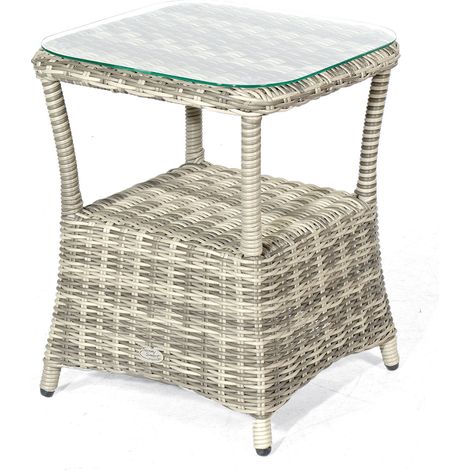 SunnySmart Allianz Beistelltisch mit Kunststoffgeflecht 50x50 cm vintage-taupe