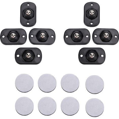 Roulette auto-adhésive noire, 8 pièces, 1 boule en acier, Rotation à 360 degrés, rouleau d'appareil pour boîte de rangement de meubles, poubelle (1/5)