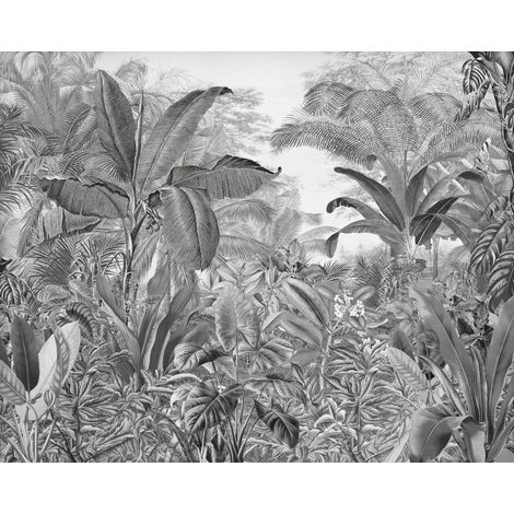 papier peint panoramique jungle noir et blanc  - Komar (1/3)