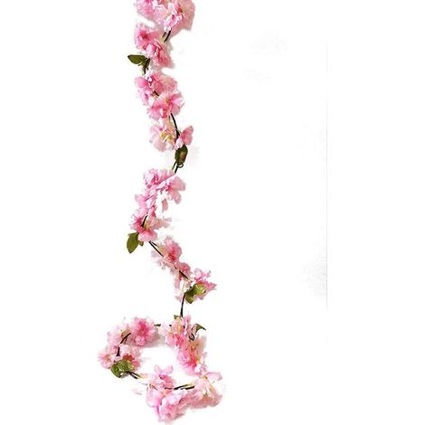 Fleurs de cerisier artificielles vigne plantes suspendues Faux Sakura guirlande fausse couronne de cerisier oriental fleur artificielle 5.8 FT rose clair (1/5)
