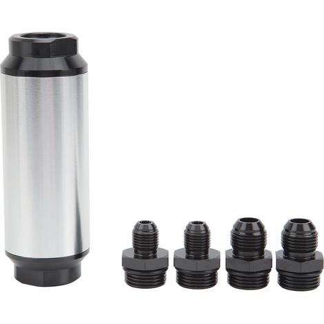 Filtre à carburant en ligne 44mm avec adaptateur AN6 AN8, raccord d'huile universel pour Modification de voiture, argent