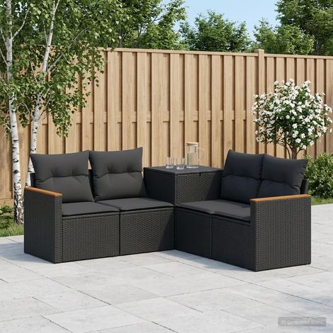 vidaXL Set di divani 5 pz Nero Rattan sintetico e Acciaio (1/5)