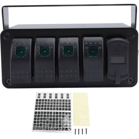 Boîte D'interrupteur à Bascule, 12 V 24 V, 4 Gangs, Boîte de Panneau D'interrupteur à Bascule, 20 A, SPST On/Off PD Type C et QC 3.0, Voltmètre de Chargeur USB pour Automobiles.