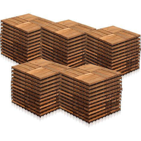 TolleTour Dalles terrasse Acacia 30x30cm 2m² 22 pièces clips antidérapant résistant intempéries balcon jardin