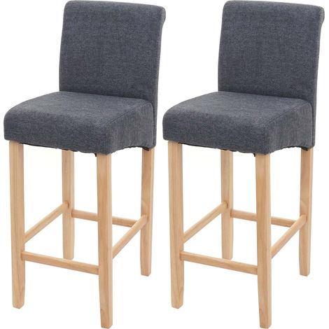 [NON UTILIZZATO] Coppia sgabelli alti HHG-717 Lounge legno tessuto, grigio scuro piedi chiari