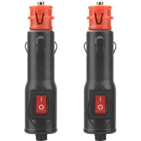 Lntyq Lot de 2 prises allume-cigare de style européen - 12 V - Avec interrupteur rouge et fusible 10 A - Convient pour voiture, camion, voiture, moto (1/4)
