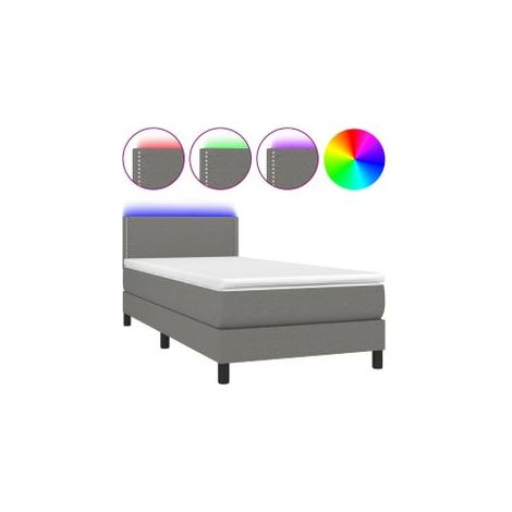 Sommier à lattes de lit et matelas et LED Gris foncé 100x200 (1/5)