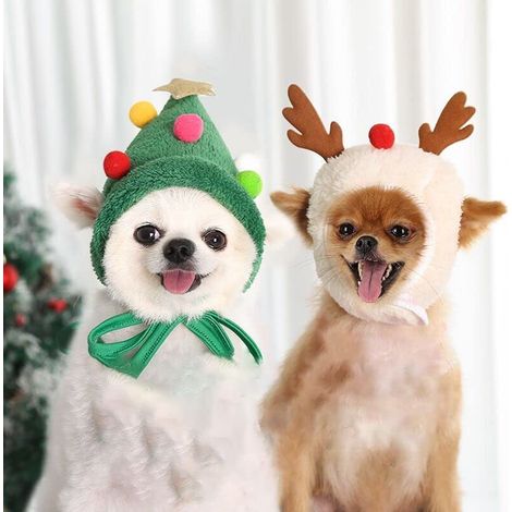 Filiyano-Bonnet de Père Noël vert pour chien, costume de bois de renne, bonnet de Noël pour chat, tiare de sapin de Noël ajustable, accessoires (1/5)