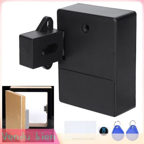 Garosa Serrures RFID Serrure d'Armoire Intelligente 125KHz de Carte RFID Électronique sans Perceuse pour bricolage verrous Noir (1/5)