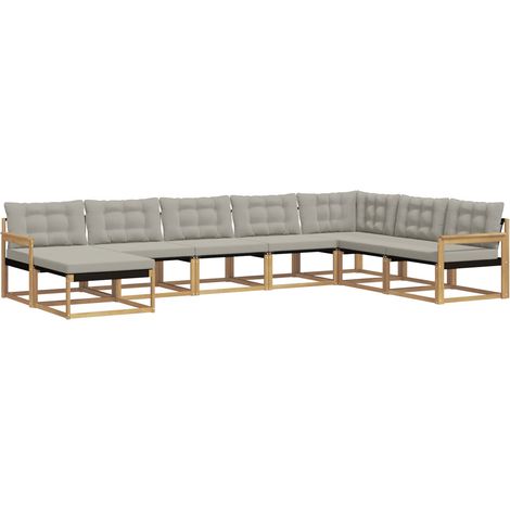 Outdoor Sofa Set 8 pcs White and Light Grey 406 x 247.5 x 73 cm vidaXL