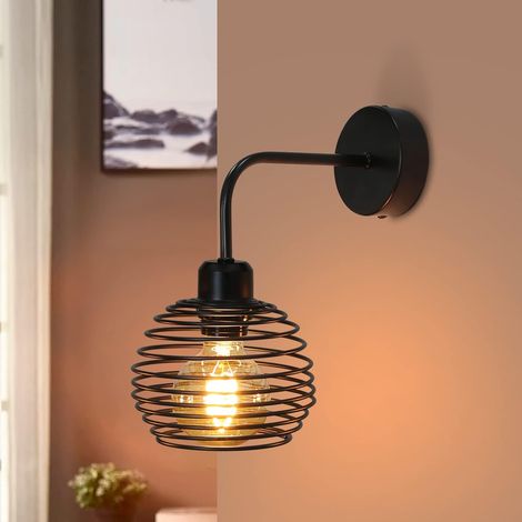 ZMH – Applique murale industrielle en métal noir – Luminaire rétro E27 pour salon – Spot mural décoratif intérieur – Design vintage