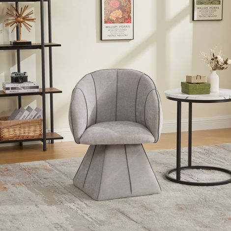 Sillón giratorio ergonómico de chenilla gris OKMYHOME (1/5)