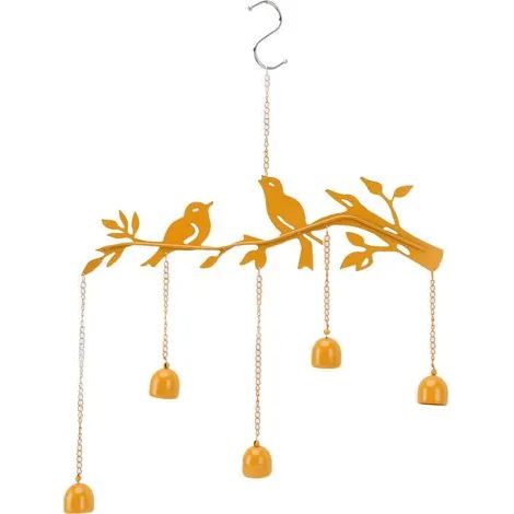 Clochette d'oiseau décorative extérieure en fer forgé, élégante et artisanale, à suspendre dans un jardin, une cour ou un balcon. (1/3)