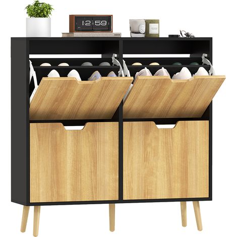 Meuble à chaussures, 95 x 26 x 95 cm, avec tiroirs, étagères de rangement, pour entrée couloir, rangement entrée, organisation chaussures design