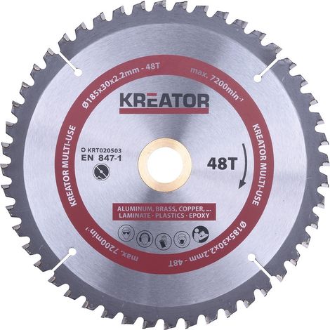 hoja de sierra circular 185 mm 2,2 mm 48 dientes - diámetro 30 mm KREATOR (1/2)