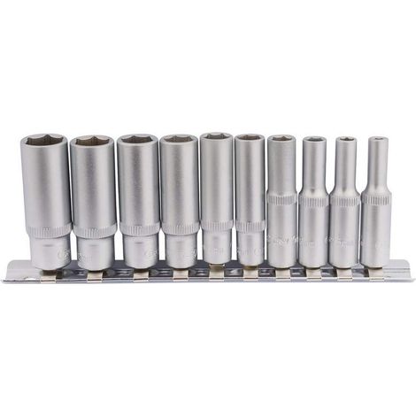 Draper BD10MMD 1/10,2 cm centimetri. Dr. Metric Deep Sockets on metal rail (10 pezzi), blu