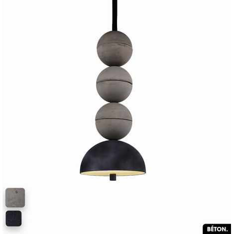 Lampe de suspension en béton velours - BOSFOR CONCRETE VELVET GRIS - ANTHRACITE 3 BALLES LED 14W (1/2)