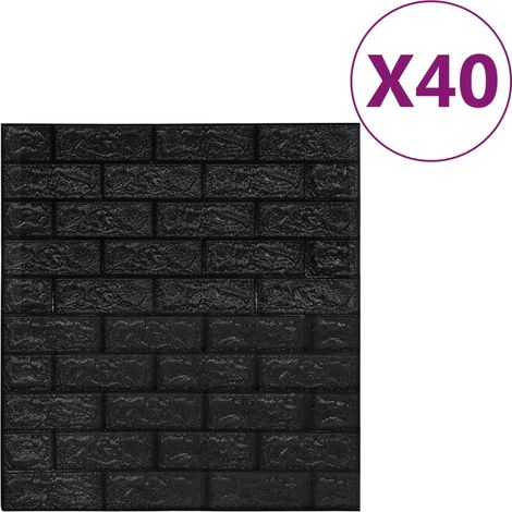 Papier peint 3D autoadhésif Briques 40 pcs Noir CFW442454 (1/5)