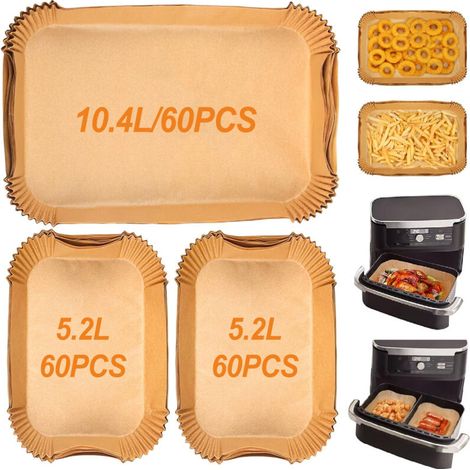 180 Stück Ninja-Backpapier für 10,4 l und 5,2 l, Backpapier für Ninja Foodi Flex Air Fryer AF500EU, Einweg-Papiereinlagen, Air Fryer-Zubehör für Ninja AF500EU (1/4)