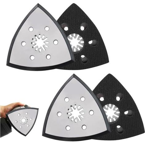 Dreieck-Schleifplatte, 4er-Pack dreieckiger Schleifblätter mit 6 Löchern, 93 mm, Dreiecks-Schleifer-Zubehör für Holz, Hartplastik, Metall, zum Schleifen oder Polieren (1/5)