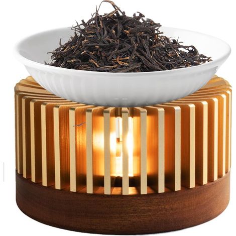 Bruleur Bougie en Céramique, Brûleur Fondant Cire Parfumée, Réchaud pour Théière avec Porte-Bougie, Brûleurs À Huile Essentielle, Diffuseur Huile Essentielle, pour Décoration Maison, Bureau