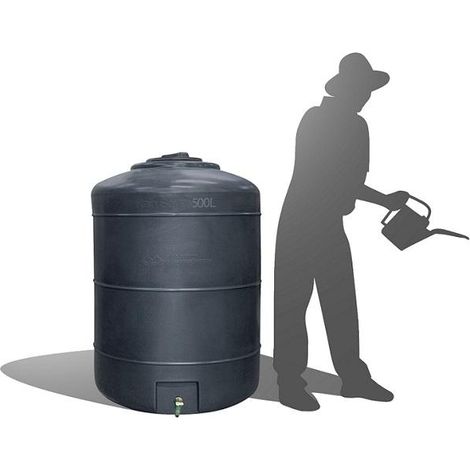 Récupérateur Eau de Pluie Hors-sol 500 Litres Rond DS Eau Gris Anthracite Garantie 5 ans (1/2)