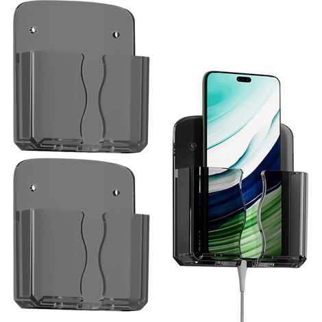 Juego de 2 soportes de pared para teléfono móvil (2 de color negro cristal) (1/5)