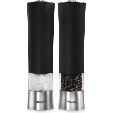 Square ELECTRIC SALT AND PEPPER MILL, BLACK BPSCA T80400 - SB06115 By TOWER HOUSEWARES (1/4)