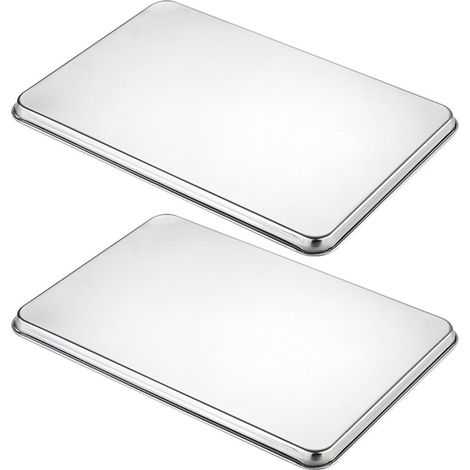 Plateau de Rangement Design Simple en Acier Inoxydable Argenté 2 Pcs Résistant à l'usure pour Serviettes pour Tiroir de Salle de Bain'-'-
