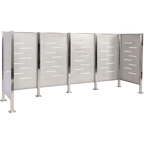 Recinzione fendivista bidoni box spazzatura rifiuti HHG-479 150x325x85cm acciaio inox