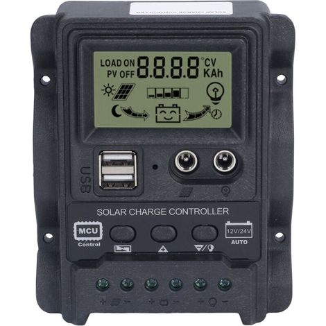 Contrôleur de Charge Solaire PWM 30A Double USB Affichage LCD 12V 24V 390W 780W (1/4)