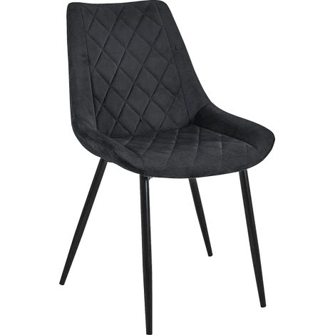 1 Pièce chaise matelassée de salle à manger en velours AKORD SJ.0488 Noir (1/5)