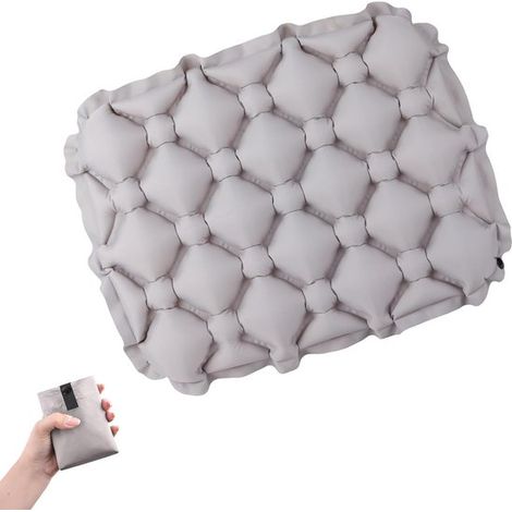 Ultraleichtes, aufblasbares Sitzkissen – faltbar – mit Aufbewahrungstasche – Outdoor – faltbar – Bodenmatte – Camping – geeignet für Camping, Wandern und Flugreisen – Grau