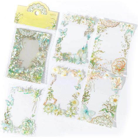 5 feuilles autocollants fleurs PET, papiers scrapbooking, matériaux de décoration, stickers DIY artisanat, type 2 (1/5)