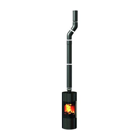 TEN – Raccord fumisterie coudé 45° – Diamètre 150 mm – Hauteur réglable 130 à 180 cm – Éléments anti-bistre et coulissant inclus (1/2)
