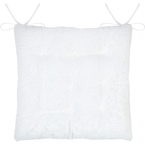 Galette de chaise fausse fourrure Blanc 40x40 cm (1/2)