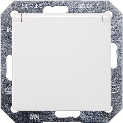 SCHUKO-Steckdose mit Klappdeckel elektroweiß/ Schutzart IP20