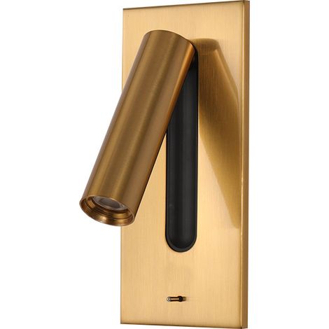 Bureau de chambre intégré avec interrupteur, petite lampe murale LED, lampe de lecture de chevet (chrome brillant) (1/3)