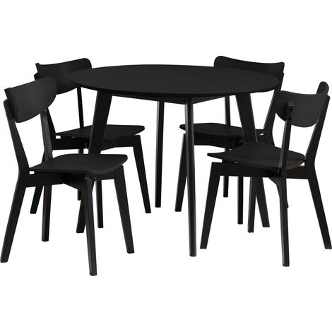 Conjunto de mesas y sillas para comedor Norsica 992, Negro, 76x0x0cm, Diámetro: 105, Número de asientos: 4, Estilo: Contemporary (1/5)