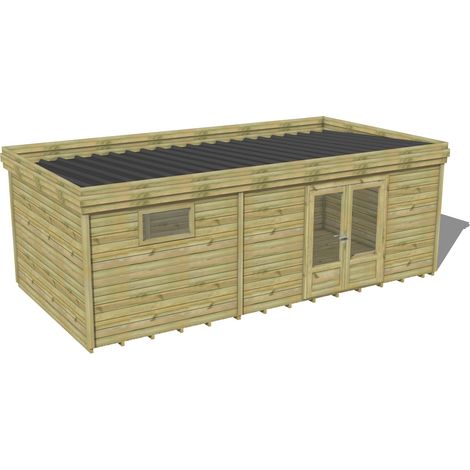 ABRI DE JARDIN bois traité 27mm, 7,4x4,3m, 32m2, Plancher (1/3)