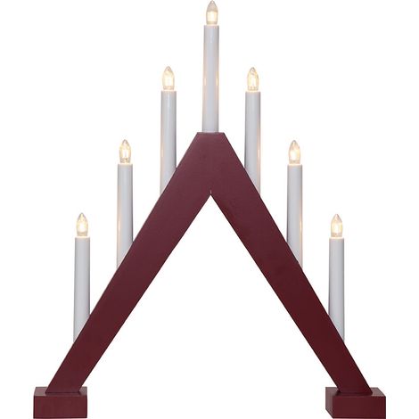 Bougeoir 'Trill' avec 7 bougies, bois de pin, ampoule E10, rouge, H 47 cm (1/4)