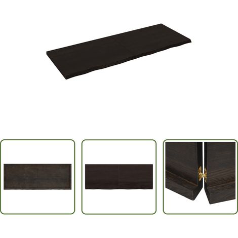 Wandregal Eiche - Wandregal Dunkelbraun 160x60x(2-4)cm Massivholz Eiche Behandelt (1/5)