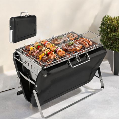 Barbecue au charbon coloris noir en edelstahl 40 x 28 x 25,5 cm (1/5)