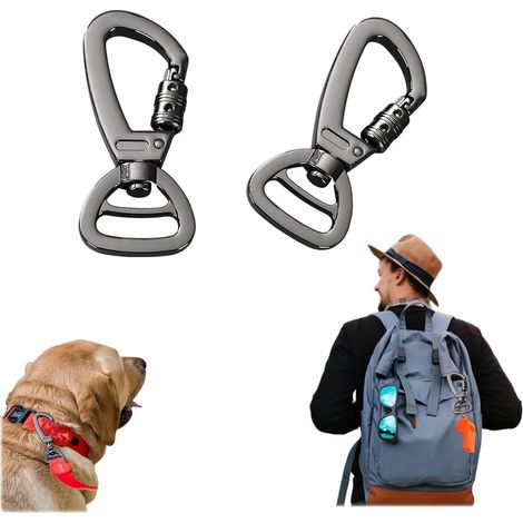 Mousqueton Pivotant, Porte-Clés Rotatif Crochet, Mousqueton pour Collier De Chien, Forme D (1/5)
